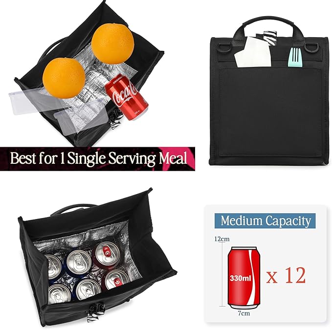 SUNNY BIRD Insulated Lunch Bag Rolltop Lunch Box Tote Bag - Image 3