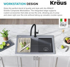 KRAUS Bellucci Workstation 33 in. Drop In Single Bowl Granite Kitchen Sink in - Image 4