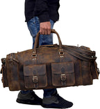 Large duffel bags for men holdall leather travel bag overnight gym sports - Image 3