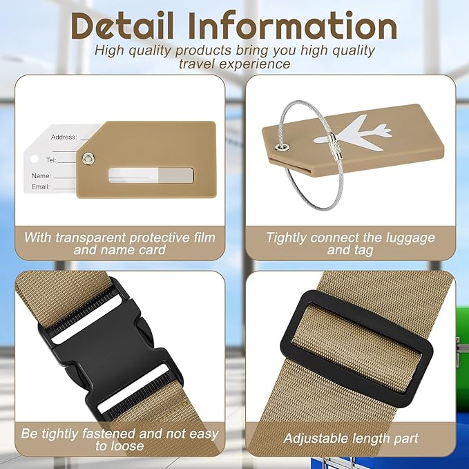 Weewooday 8 Pcs Luggage Straps Suitcase Tags Set - Image 3