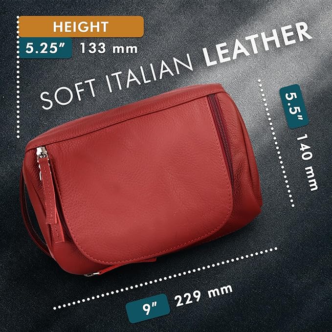 Leather Toiletry Bag For Men Women Dopp Kit Mens Hanging Toiletry Bag Travel - Image 3