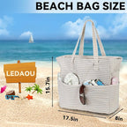 LEDAOU Beach Bag Waterproof Sandproof Women Tote Bag Pool Bag - Image 3