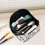 Makeup Organizer Bag, Skull and Flower Travel Makeup Bags Makeup Vanity Case Large Capacity Rhombus Cosmetic Toiletry Bag for Girl Women Ladies