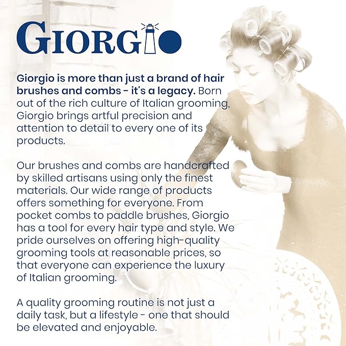 Giorgio Gentle Detangler Hair Brush for Men - Dual Length Bristles for Thick and Fine Hair, Scalp Massager, Travel-Friendly for All Hair Types & Textures, Wet or Dry Use