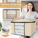 Fab totes 4 Pack Clothes Storage, Foldable Thick Fabric Blanket Storage Bags - Image 5