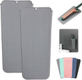 2 Pcs Professional Silicone Heat Resistant Mat Pouch for Curling Iron, Flat Iron and Other Hot Tools, Portable Travel Mat and Cover for Hair Styling Tools with Hanging Hole (2PCS Grey)