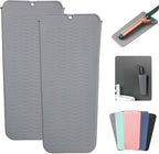 2 Pcs Professional Silicone Heat Resistant Mat Pouch for Curling Iron, Flat Iron and Other Hot Tools, Portable Travel Mat and Cover for Hair Styling Tools with Hanging Hole (2PCS Grey)