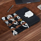 HARDISTON Custom Genuine Leather Electronic Cable Organizer Bag Handmade Travel - Image 4