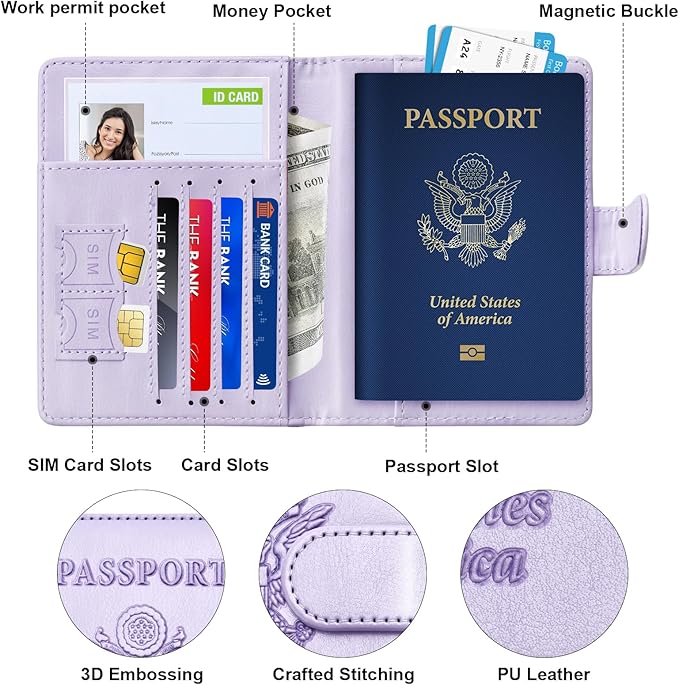 Herain Passport Holder for Travel Cruise Essentials, RFID Passports Book Card - Image 4