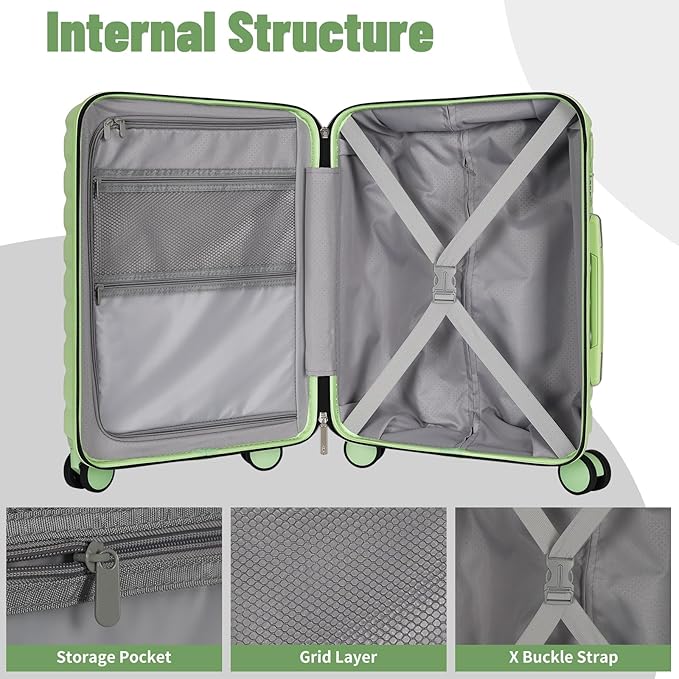 Lightweight Luggage with Spinner Wheels & YKK Zipper, 3-Piece Travel Suitcase - Image 5