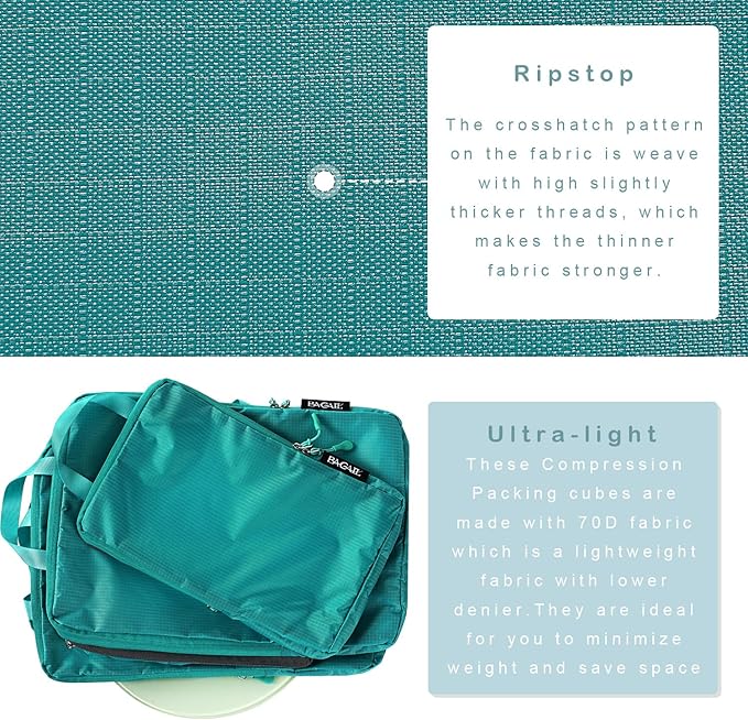 BAGAIL 6 Set Ultralight Compression Packing Cubes Packing Organizer - Image 4