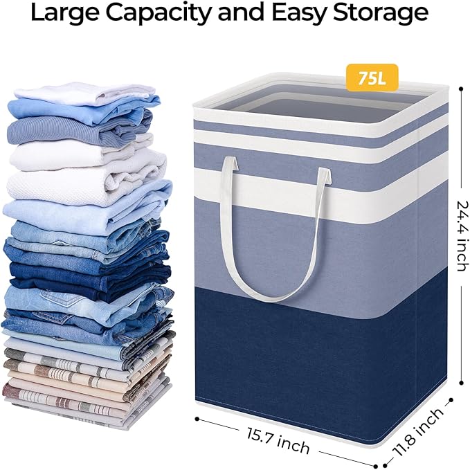 HomeHacks 2-Pack Large Laundry Basket, Waterproof, Freestanding Laundry Hamper - Image 4
