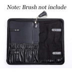 Rownyeon Professional Makeup Brushes Organizer Bag Makeup Artist Cosmetic Case Leather Handbag Black Travel Portable(Only Bag)