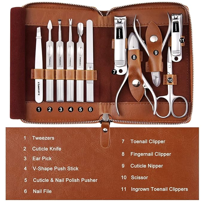 FAMILIFE Manicure Set, Professional Manicure Kit Nail Clippers Set 11 in 1 - Image 9