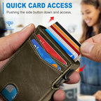 Men Wallet, with Money Clip Coins Pocket ID Window, Slim Front Pocket RFID - Image 5