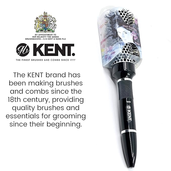 Kent KS30 Nylon Radial Salon Hair Brush With Heat Reflecting Core (33mm Diameter) - For Styling, Straight Blow-Dry, and Easy Curling