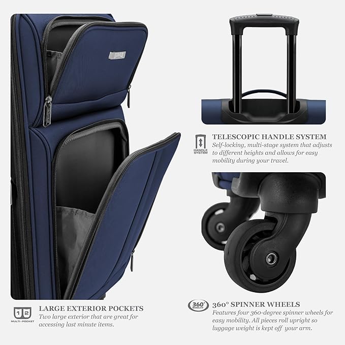 U.S. Traveler Anzio Softside Expandable Spinner Luggage, Dark Grey, - Image 3