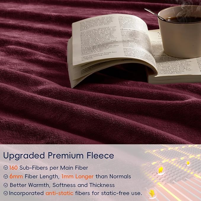 PHF Ultra Soft Fleece Blanket Queen Size, No Shed No Pilling Luxury Plush Cozy - Image 4