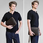 LANNSYNE Full Grain Leather Electronic Organizer Accessory Travel Tech Pouch - Image 6