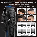 Professional Cordless Mens Hair Clippers & Beard Trimmer and Electric Shavers Kits & Sets,Metal Hair Clippers Cutting Grooming Kit with Long Battery Life for Family Barber Use (Black)
