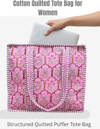 Cotton Quilted Tote Bag for Women – Large Beach & Travel Tote - Image 4