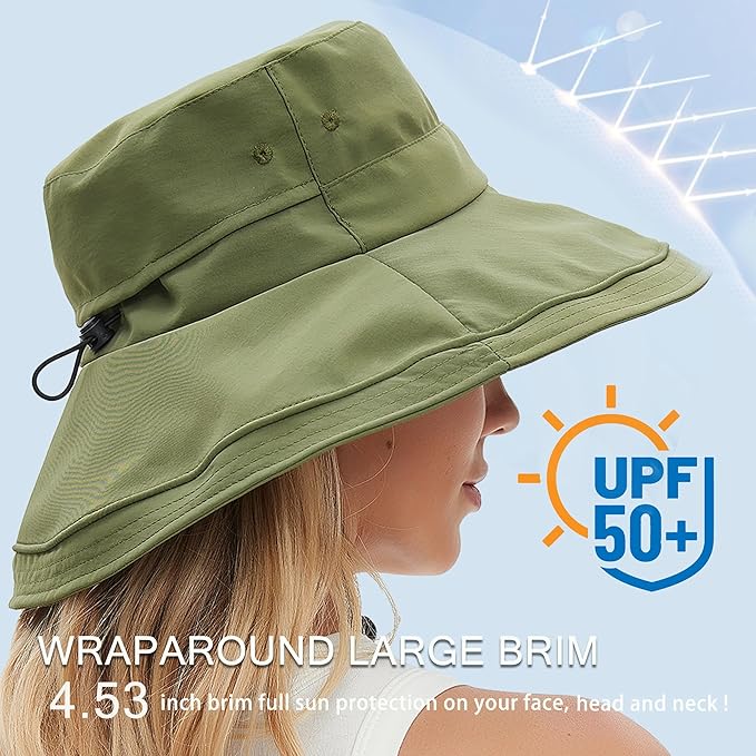 Sun Hats for Women Men UV Protection Wide Brim Bucket Hat - Image 2