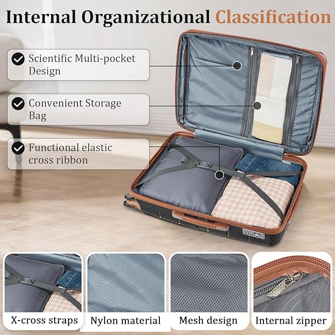 Campfun Luggage 4 Piece Sets, Expandable Carry On Luggage Set Hardshell PP - Image 6