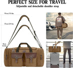 Canvas Duffle Bag for Men 60L Travel Duffel Bags Expandable Genuine Leather - Image 7