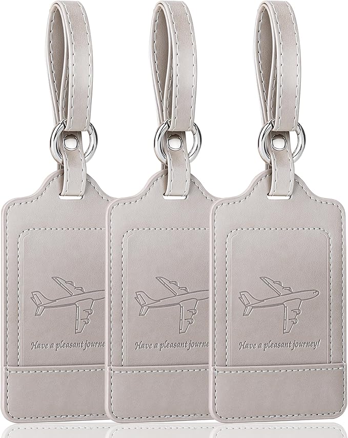 Teskyer Luggage Tags, 3 Pack Premium PU Leather Luggage Tags Privacy Protection by TESKYER