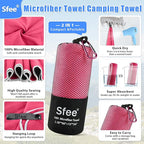 Sfee 2 Pack Microfiber Travel Towel, Quick Dry Towel Camping Towel Large Beach - Image 2
