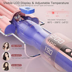 Brightup PRO 5-in-1 Curling Iron Wand with LCD Display, Ceramic Hair Waiver Curler with 3 Barrels & Negative Ions for Frizz-Free, Salon-Level Waves and Curls, Tangle-Free Swivel Cord