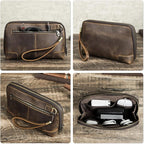 Electronic Organizer Zipper Bag Tech Pouch, Top Grain Leather Handmade - Image 2