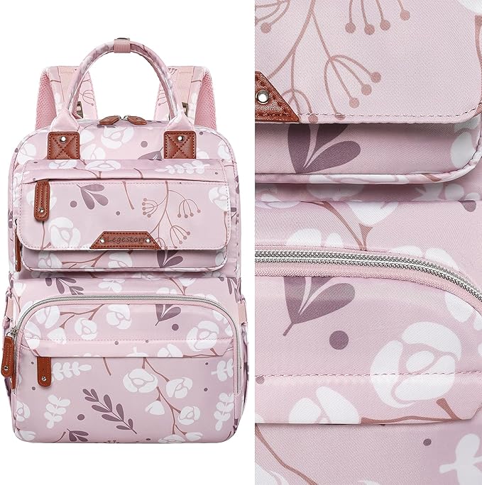 Diaper Bag Backpack for Baby Girl, Large Pink Floral Baby Diaper Bags, Baby - Image 8