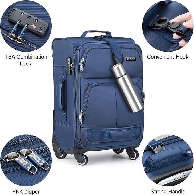 Hanke 3 Piece luggage Sets Softside Expandable luggage - Image 8