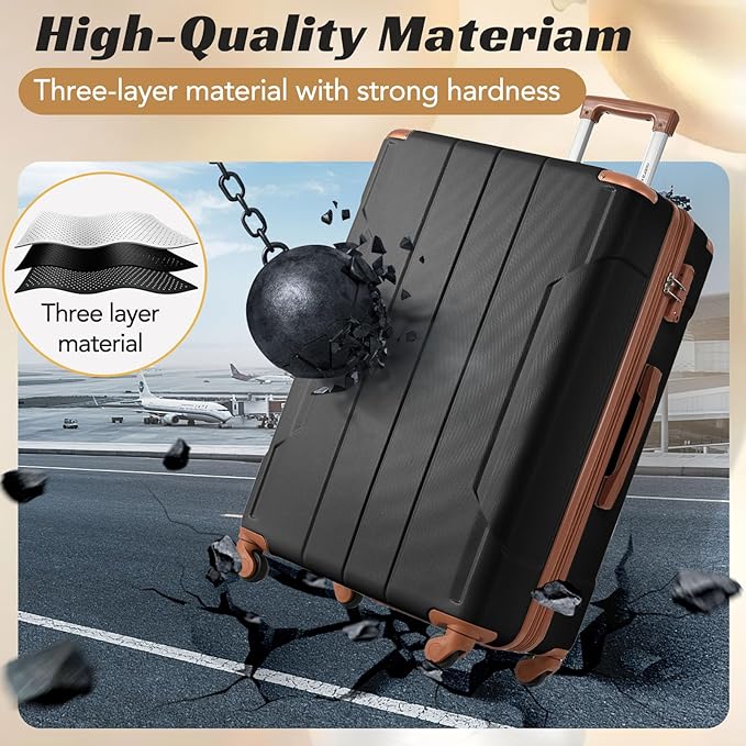 Merax Luggage Set 3 Piece Expandable Lightweight Spinner Suitcase - Image 6