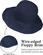 Womens Wide Brim Straw Sun Hat Foldable Floppy Crochet Beach Hat - Image 4