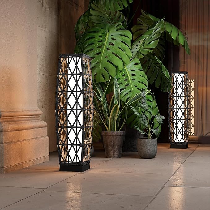 Grand patio Outdoor Solar Powered Wicker Floor Lamp Outdoor Weather-Resistant - Image 2