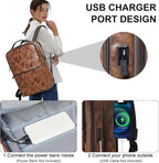 Vegan Leather Laptop Backpack for Women&Men, 16 Inch Expandable Backpack - Image 5