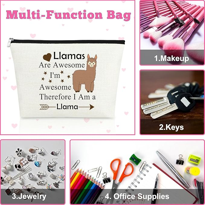 Mxrymvu Llama Gifts for Women Llama Makeup Bag Llamas Lover Gift Llamas Themed Cosmetic Bag Animal Lover Present Graduation Christmas Birthday Present for Daughter Travel Pouch