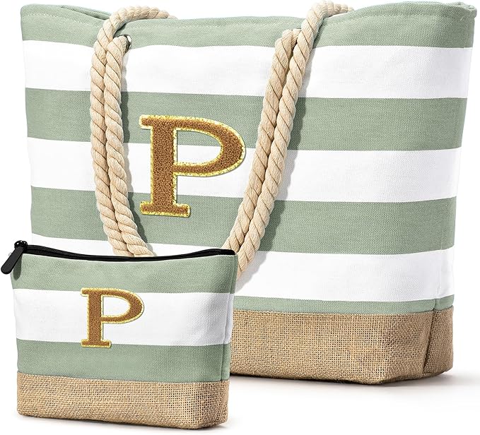 Becokan Beach Bag Initial Beach Tote by BecokanBeachBagSpecialist