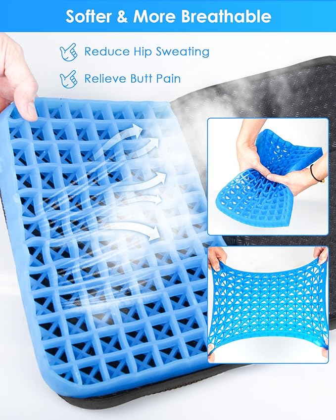 Gel Travel Seat Cushion, Portable Airplane Seat Cushion, 14.5" x 10.5" Thick & - Image 7