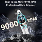KEMEI 3023-702 Hair & Beard Trimmer for Men, 9000 RPM Zero Gapped Trimmers for Barbers with Full Metal Body, Professional Hair Clippers with LED Display, Ceramic and DLC Blades