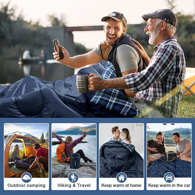Double Sleeping Bag for Adults Machine Washable 2 Person Camping Sleeping Bag - Image 8