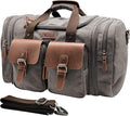 Wildroad 60L Travel Duffel Bag, Expandable Canvas Genuine Leather Duffle Bag by WILDROAD