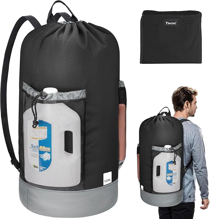 BALEINE 120L Laundry Bag Backpack, 900D Oxford Fabric Large Travel Laundry Bags by BALEINE