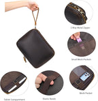 LANNSYNE Full Grain Leather Electronic Organizer Accessory Travel Tech Pouch - Image 7