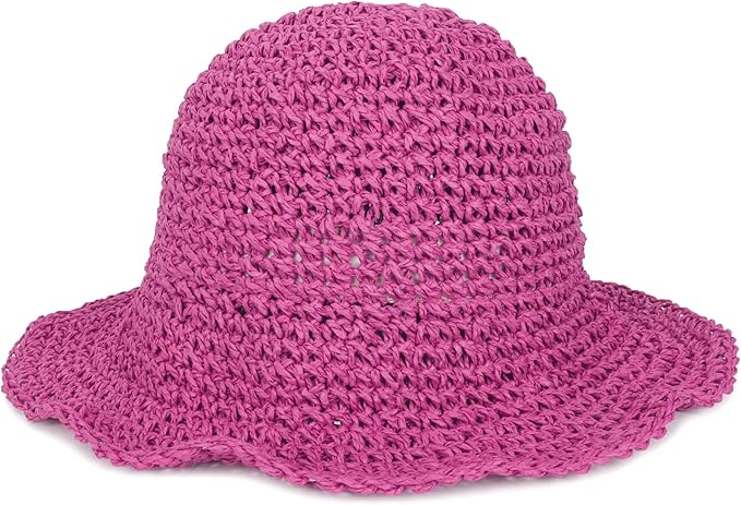 Womens Wide Brim Straw Sun Hat Foldable Floppy Crochet Beach Hat by Voilipex