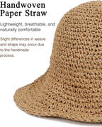 Womens Wide Brim Straw Sun Hat Foldable Floppy Crochet Beach Hat - Image 3