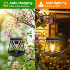 KOOPER 2 Pack Solar Lanterns Outdoor Waterproof, Upgraded Black Metal Hanging - Image 5