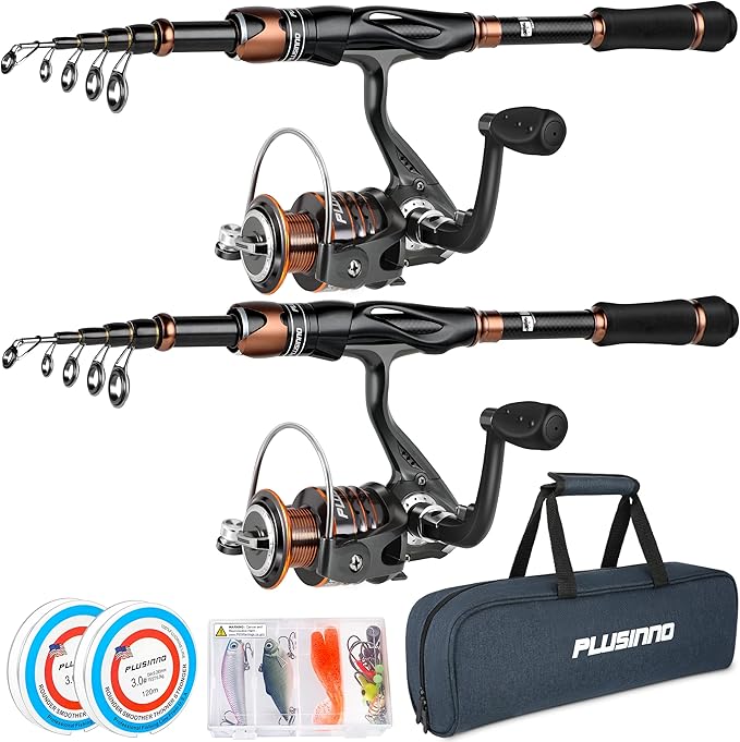 PLUSINNO Fishing Rod and Reel Combos, Bronze Warrior Toray 24-Ton Carbon Matrix by PLUSINNO
